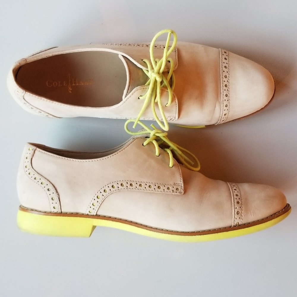 Cole Haan Nude and Yellow Oxfords